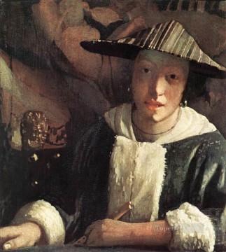  Johannes Canvas - Young Girl with a Flute Baroque Johannes Vermeer